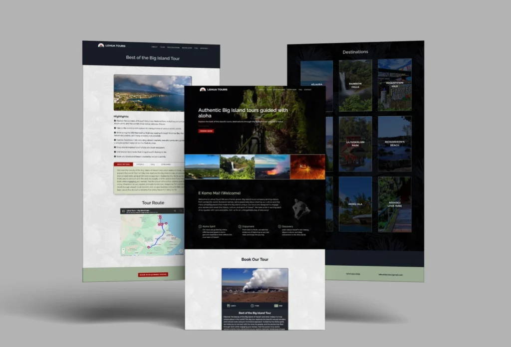 Tour company website design.