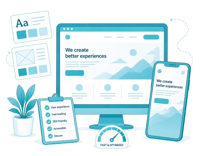 Good Web Design Illustration showing a website design example.