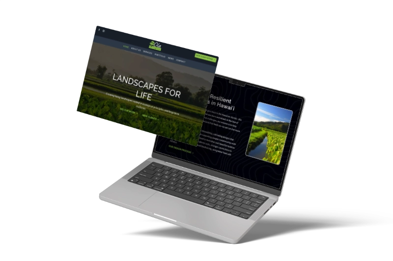 Laptop Mockup - Web Design Example of Hawaii web design work on laptop screen.