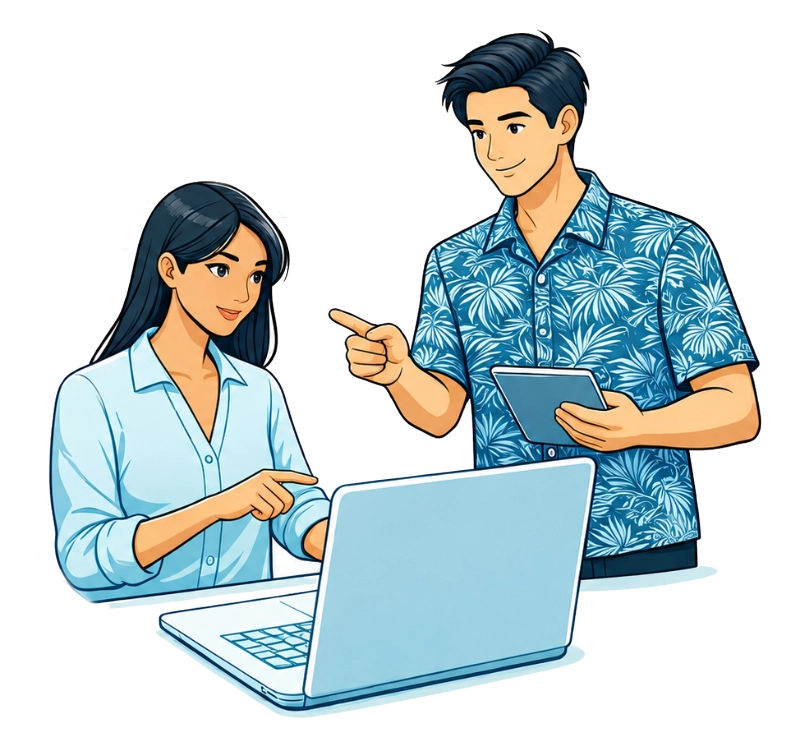 Marketing Consulting Crop Two people working together on a marketing strategy.