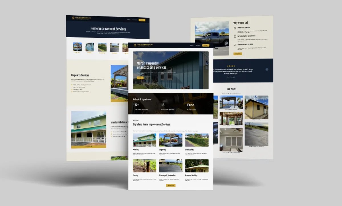 Example of a Hawaii small business website design